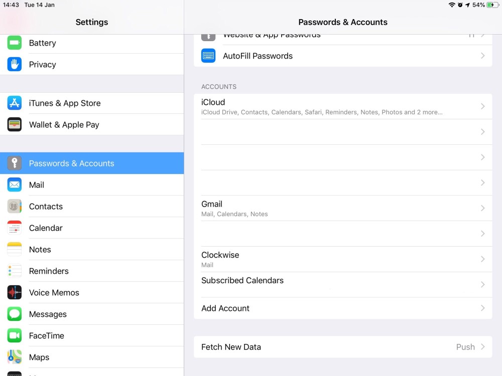 passwords and accounts