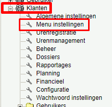 menu instellingen